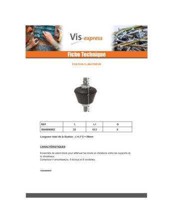 Kit de 4 solent block Fixation climatiseur M8X60 Acier zingué