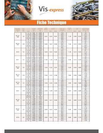 Filet rapporté M14X14 Pas fin Pas de 125 Inox