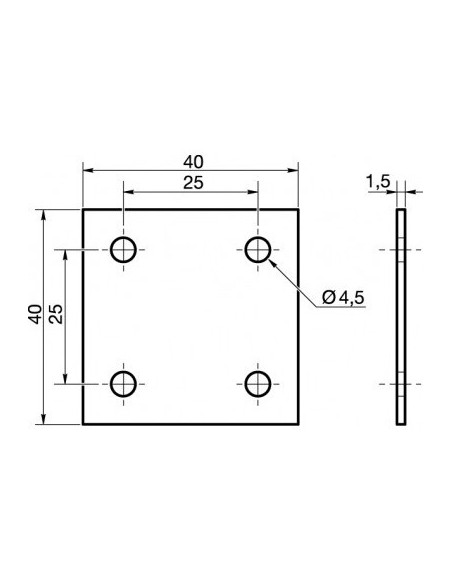 1 x Platine D'ASSEMBLAGE Acier zingué 40X40