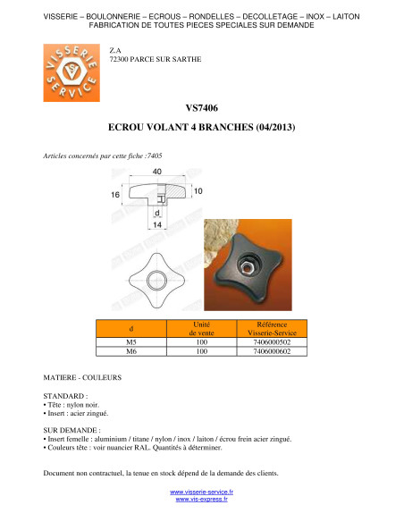 1 x Ecrou VOLANT nylon noir M5