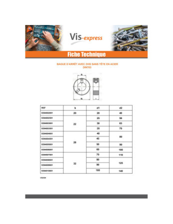 Anneau Avec 2 Vis Sans tête six pans creux (sthc) Diamètre Intérieur 35 Acier brut