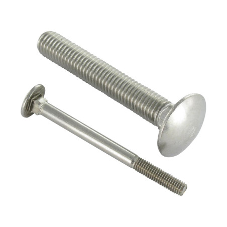 1 x Vis métaux tête ronde collet carré Inox A4 M10X50 Filetage partiel