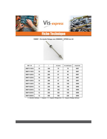 Vis panneau solaire SW9 12X400 Inox A2