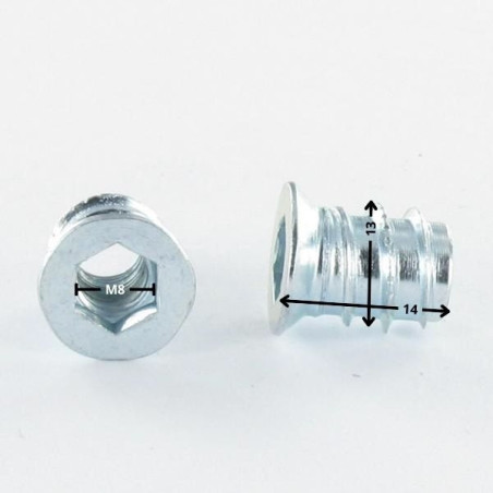 1 x Ecrou Clé de 8 HC8 M8 14X13 Acier zingué