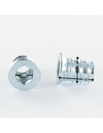 Ecrou Clé de 6 HC6 M6 12X20 Acier zingué
