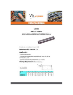 Goupille cannelée d'ajustage G02 Inox A1 8X45 2