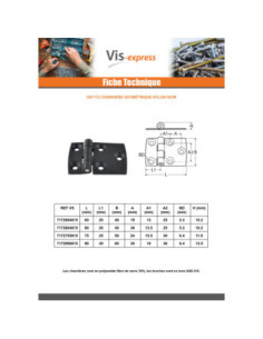 Charnière ASYMETRIQUE 75X50 nylon noir 2