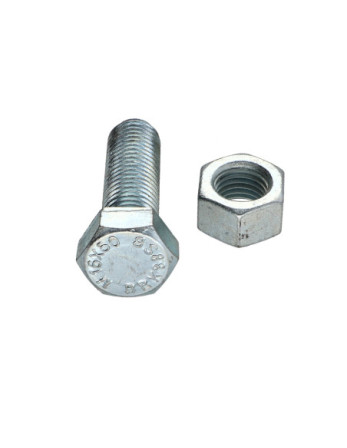 Boulon (vendu avec Ecrou) Tête hexagonale TH M16X50 Classe 8.8 SB Acier zingué Rouille