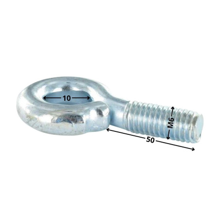 1 x Piton Métaux M6X50 Diamètre Oeil 10 Acier zingué