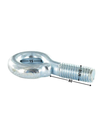 Piton Métaux M10X80 Diamètre Oeil 15 Acier zingué