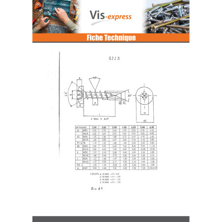 1 x VBA Vis bois agglo Inox A2 Tête ronde TR Pozi 4.5X50