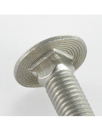 Vis métaux tête ronde collet carré Inox A4 M12X35 Filetage total