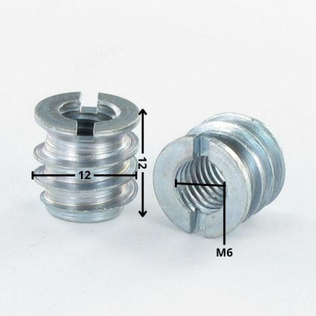 1 x Insert Fendue Acier brut M6 12X12