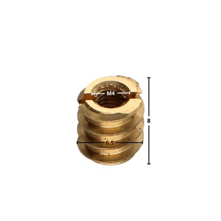 1 x Insert Fendue Laiton M4 6.5X8 fente 1.20