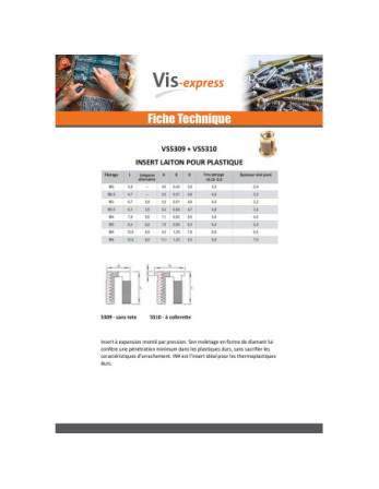 Insert à collerette EXPANSIONFIX Laiton M3X4.7