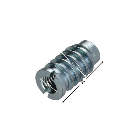 1 x Insert fileté bois fendu M8 13X25 Acier zingué