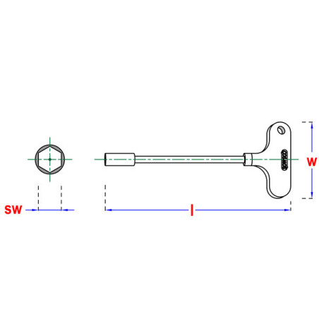 1 x Clé en T Pour Ecrou hexagonale 6X157