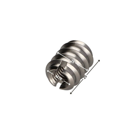 1 x Insert Fileté Bois 25X25 M16 Inox A2