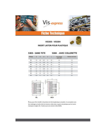 Insert Avec Tête HEATFIX Laiton M3X5.7