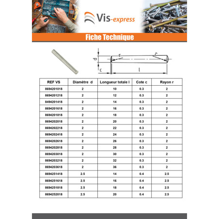 1 x Goupille Conique 3X24 Inox A1