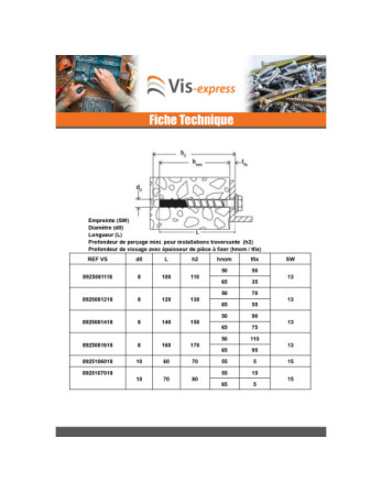 Vis béton Tête hexagonale TH FISCHER ULTRACUT FBS II US 10X120 Inox A4