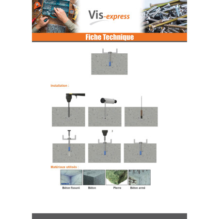 1 x Vis béton Tête Bombée TORX TORX T30 6X50 Bimétal