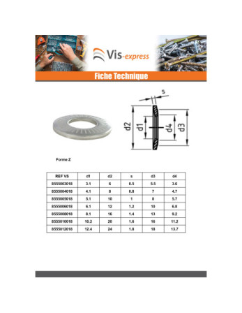 Rondelles contact Inox A2 M10X27X1.8 L