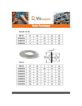 Rondelles contact Inox A4 M5X10X1 Z