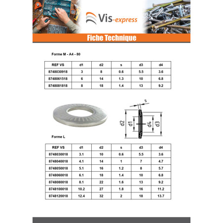 1 x Rondelles contact Inox A4 M6X18X1.4 L