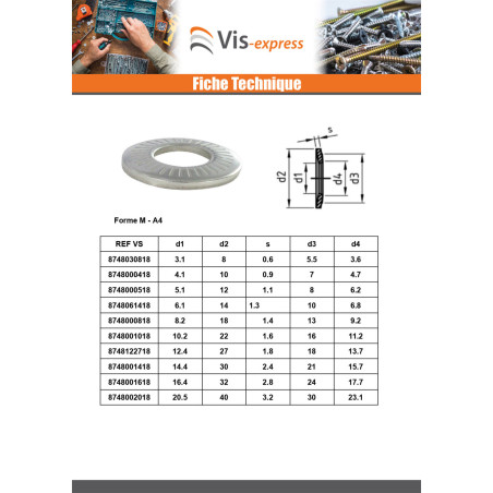 1 x Rondelles contact Inox A4 M12X32X2 L