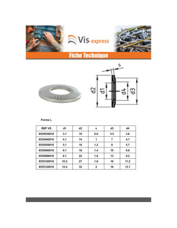Rondelles contact Inox A2 M5X10X1 Z