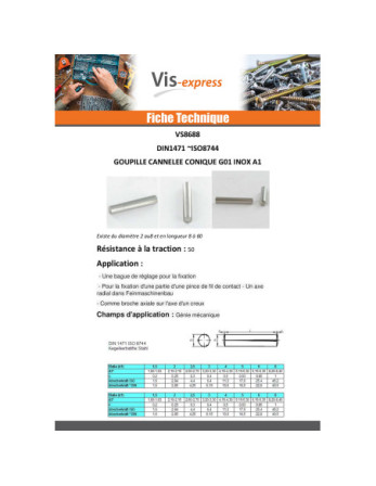 Goupille Conique CAN Inox A1 G01 3X12