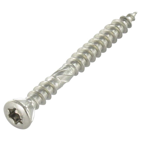1 x Vis terrasse Double filet Tête fraisée TORX T25 5X60 Pointe antifendage type 17 Inox A4