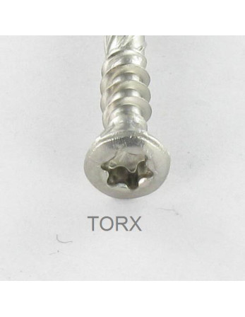 Vis terrasse Double filet Tête fraisée TORX T25 5X60 Pointe antifendage type 17 Inox A4