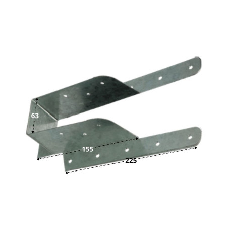 1 x Sabot poutre bois avec lèvre pliable Sendzimir 63X155