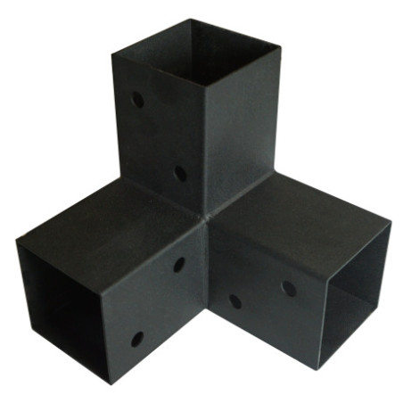 1 x Connecteur / Platine d'assemblage EXPRESS 3 Directions Acier zingué noir 122X226X222
