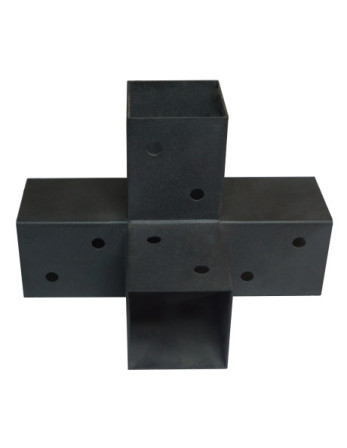 Connecteur / Platine d'assemblage EXPRESS 4 Directions Acier zingué noir 92X185X275