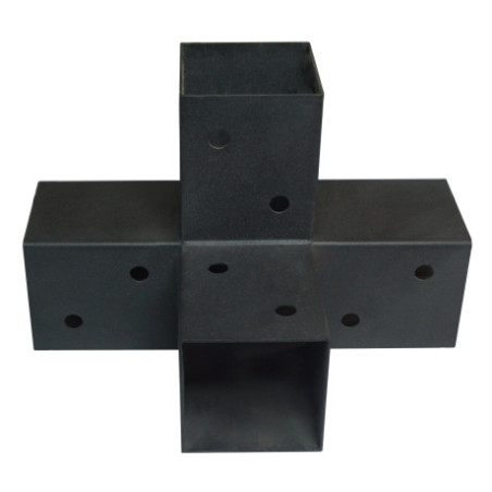 1 x Connecteur / Platine d'assemblage EXPRESS 4 Directions Acier zingué noir 92X185X275