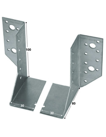Ensemble 2 Sabot de charpente Gauche Droite Sendzimir 30X100