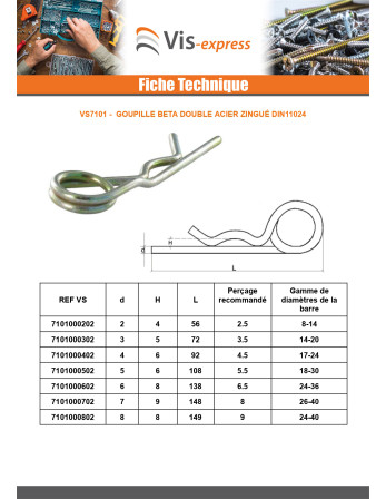 Goupille Beta Double 8 Acier zingué
