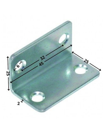 Equerre 25X25X45 4 Trous Diamètre 6 Acier zingué