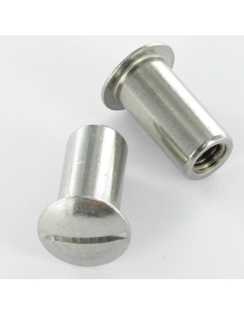 Ecrou Relieur Tête bombée Fendue 12.5X25 M8X22 Inox