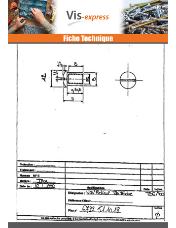Ecrou Relieur Tête bombée Fendue 8X9 M6X8 Inox