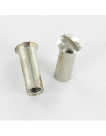 Ecrou Relieur Tête fraisée bombée TFB Fendue M4X12 5X16 Laiton chrome