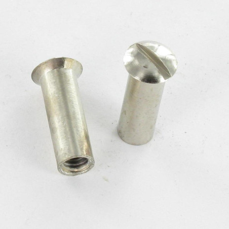 1 x Ecrou Relieur Tête fraisée bombée TFB Fendue M4X12 5X16 Laiton chrome