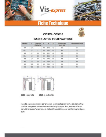 Insert à collerette EXPANSIONFIX Laiton M3.5X6.3