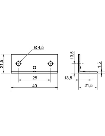 Equerre de fixation renforcée 40X21.5 Epaisseur 1.5 Acier zingué