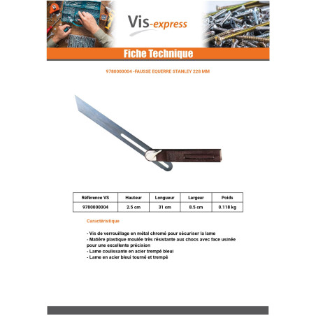 1 x Fausse Equerre STANLEY 228 MM