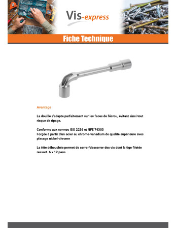 Clé à pipe débouchée STANLEY 6X12 pans 20 MM