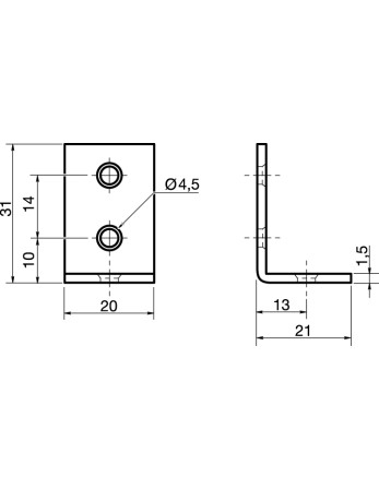 Equerre de fixation 31X20X21 Acier zingué
